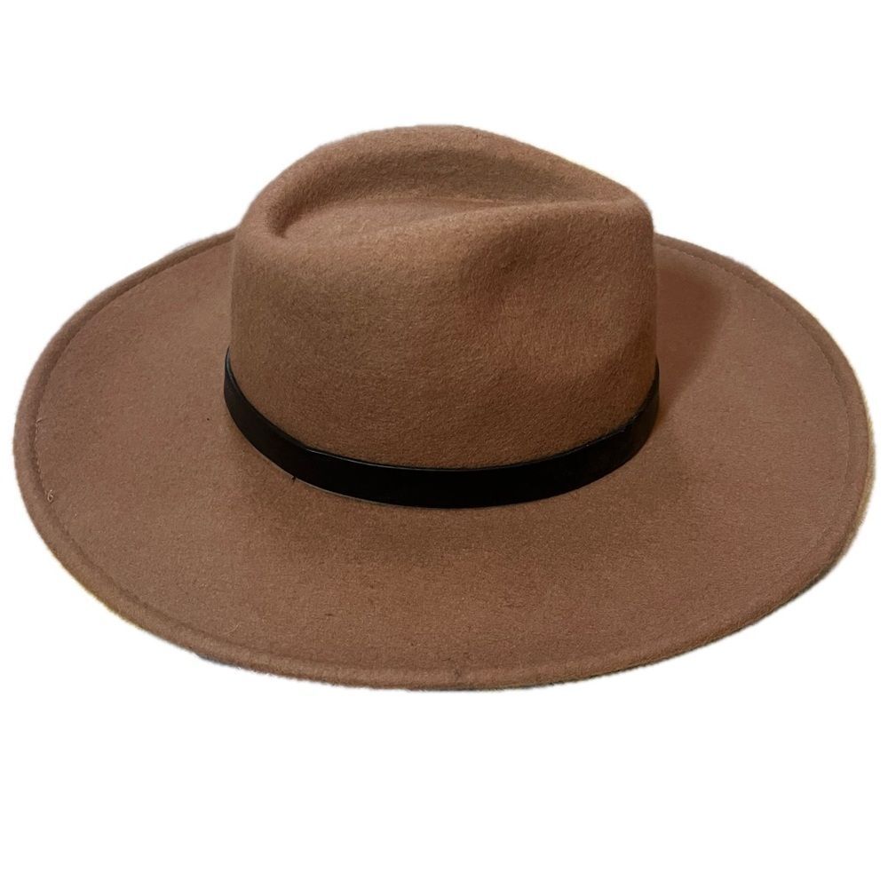 Carly Jean Los Angeles Brown Wide Brim Adjustable Ban Fedora Hat - Picture 2 of 6